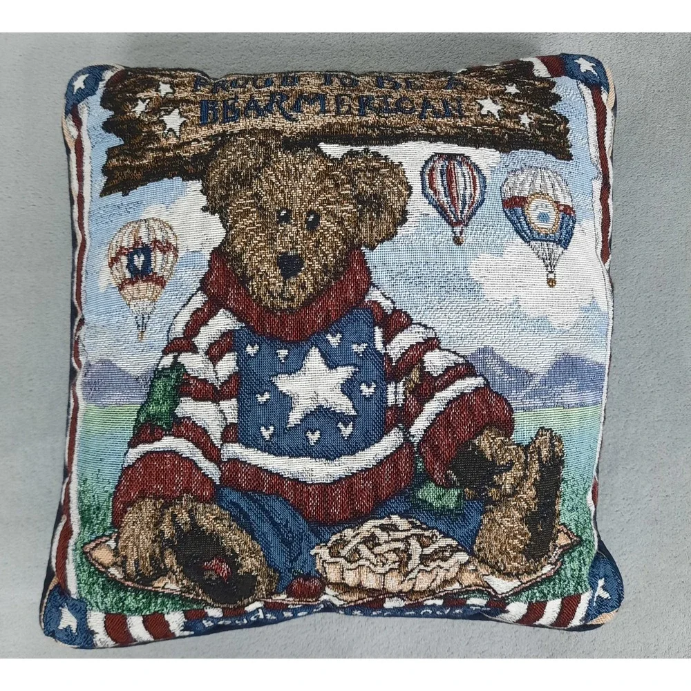Boyds Bears Proud To Be A Bearmerican Patriotic Americana Tapestry Throw Pillow